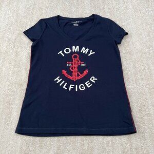 3 for $6 Tommy Hilfiger Short Sleeve V Neck Adult Womens Tee Shirt Top S